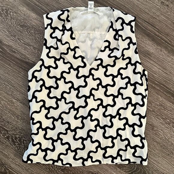 Diane Von Furstenberg Sleeveless Silk Squiggle Blouse - Picture 1 of 6